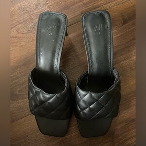 H&M Black Quilted Mule Heels